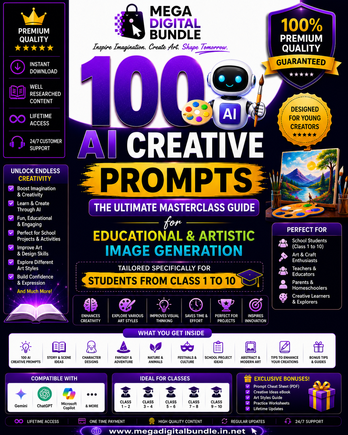 100 AI creative prompts bundle